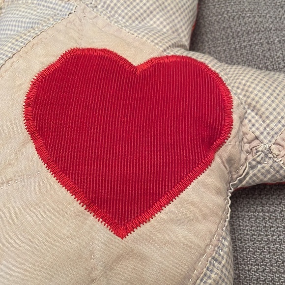 Vintage Farmhouse Quilted Bear with Red Heart - Picture 6 of 7